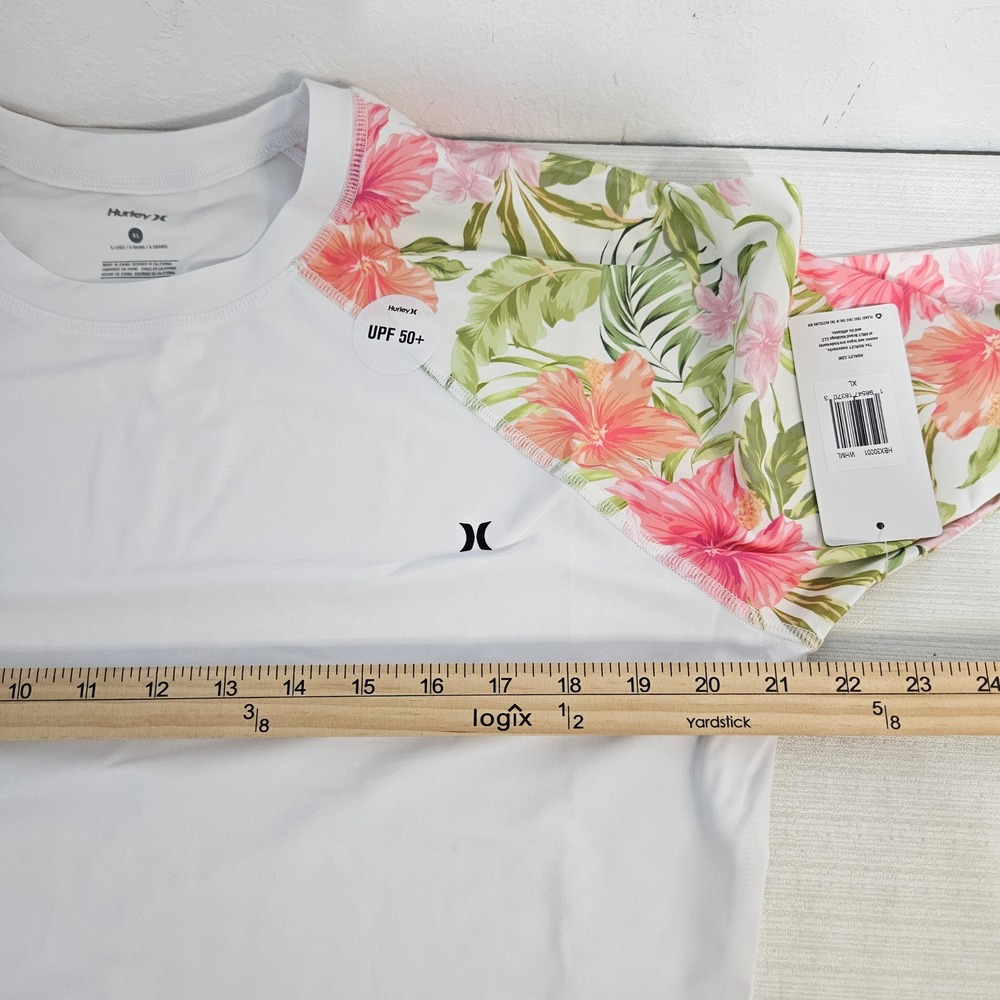 Hurley Womens Rash Guard and Swim Shorts Set Floral UPF 50 sz XL beach vacation - Picture 13 of 15